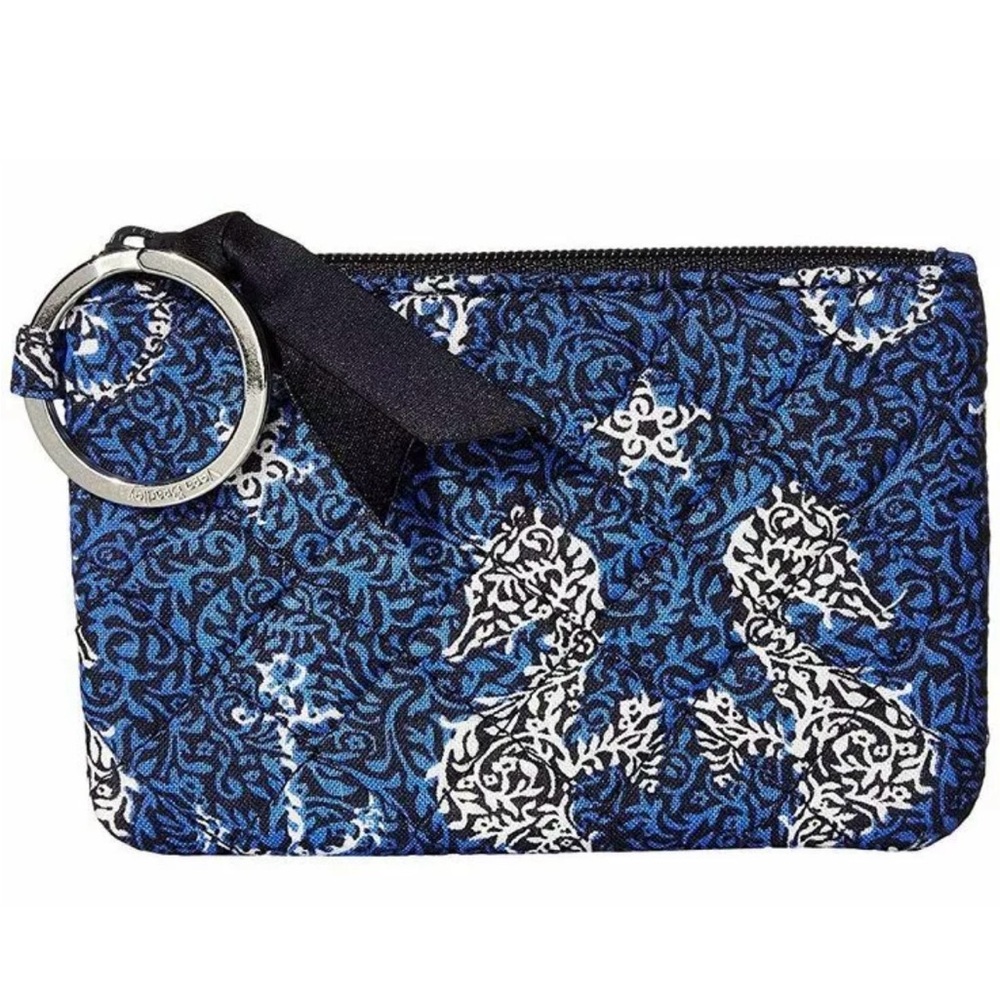 Vera Bradley Blue and White Seahorse of Course pattern RFID Zip ID Case